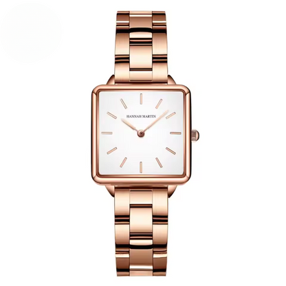 Stainless Square Rose Gold Dial Quartz Watch
