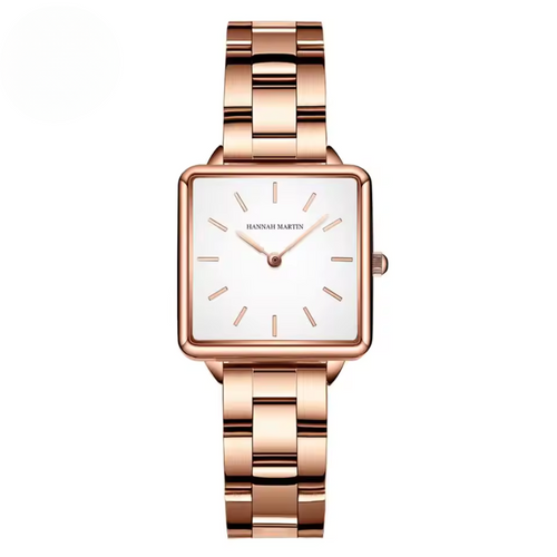 Stainless Square Rose Gold Dial Quartz Watch