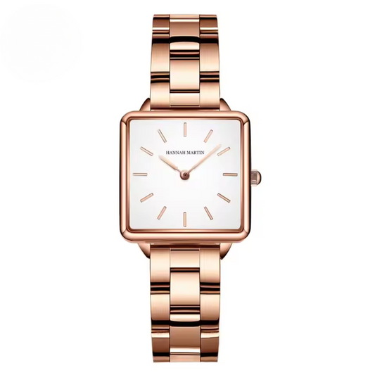 Stainless Square Rose Gold Dial Quartz Watch