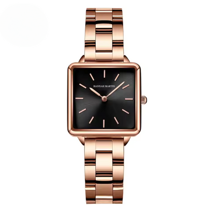 Stainless Square Rose Gold Dial Quartz Watch