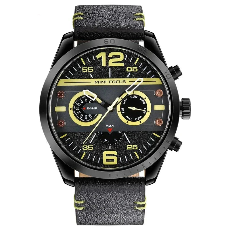Luxury Leather Band Quartz Chronograph Sports Watch