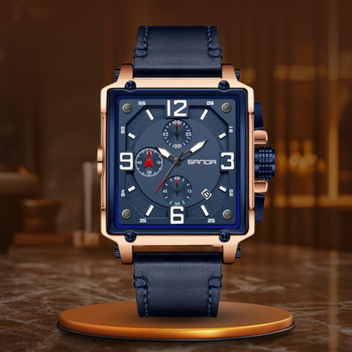 Men’s Leather Quartz Tactical Watch