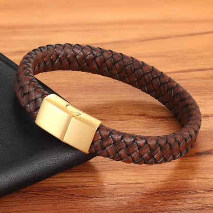 Leather Stainless Clasp Classic Bracelet