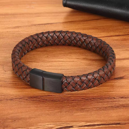 Leather Stainless Clasp Classic Bracelet
